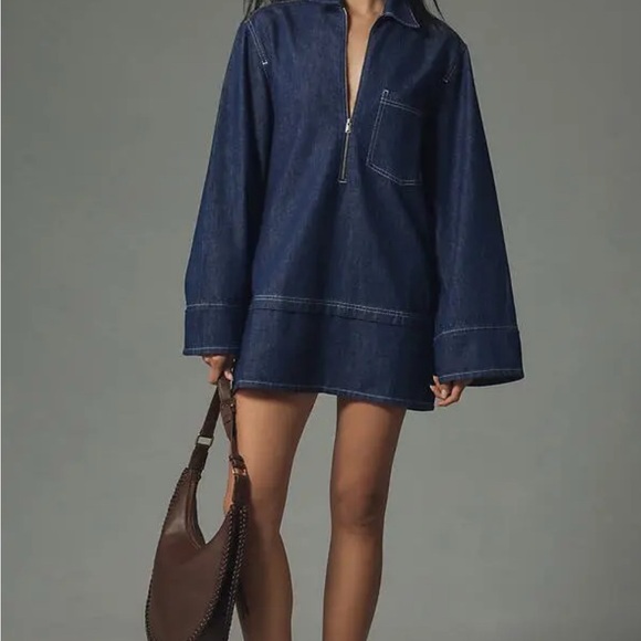 Pilcro Denim Mini Dress - L - NWT - Picture 1 of 10